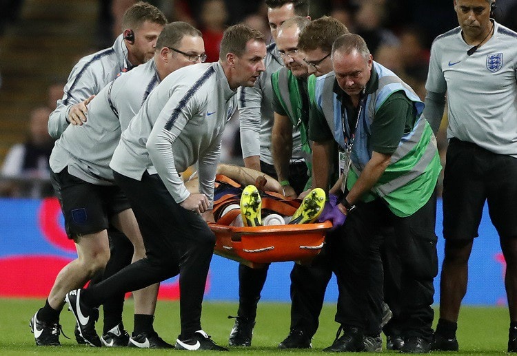 UEFA Nations League England vs Spain: Luke Shaw got tackled by Dani Carvajal right after the restart at Wembley before receiving medical treatment