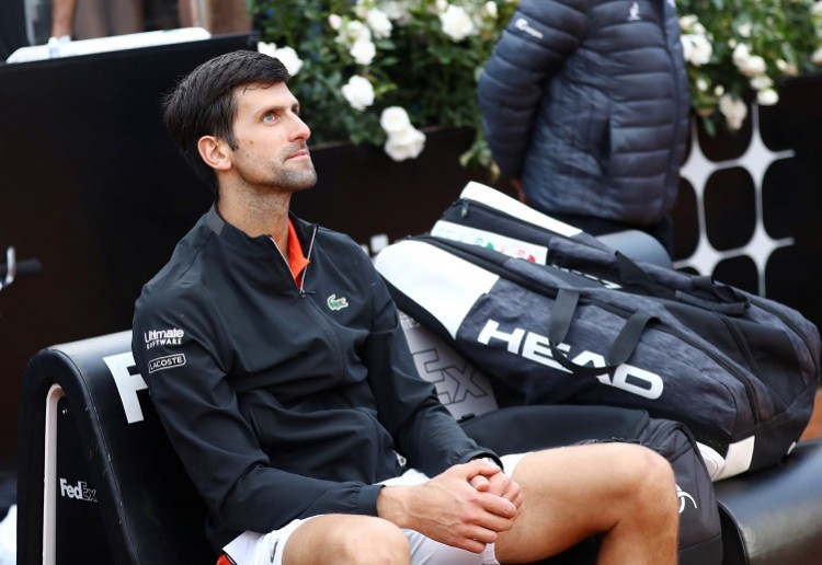 World no.1 Novak Djokovic looks disappointed after failing to beat Rafael Nadal in their Italian Open final clash