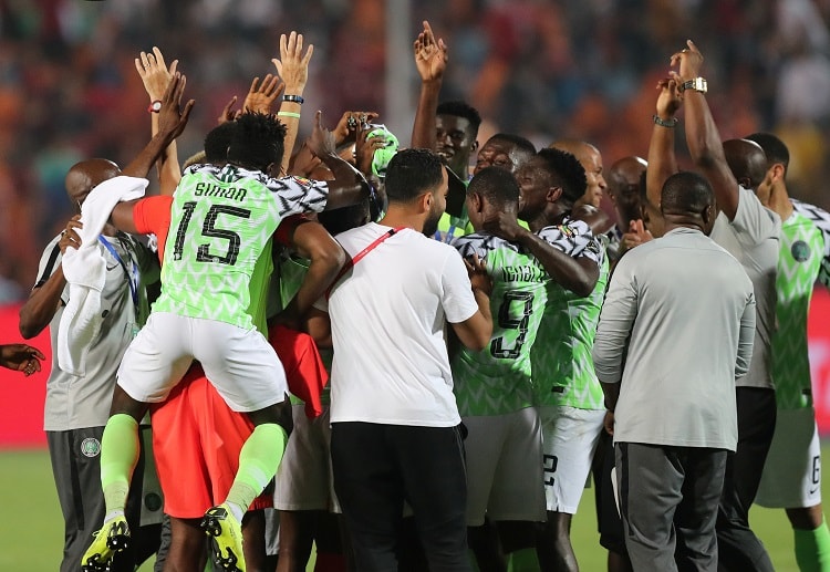 Nigeria players are delighted to reach the next phase of the Africa Cup of Nations following a 2-1 win over South Africa