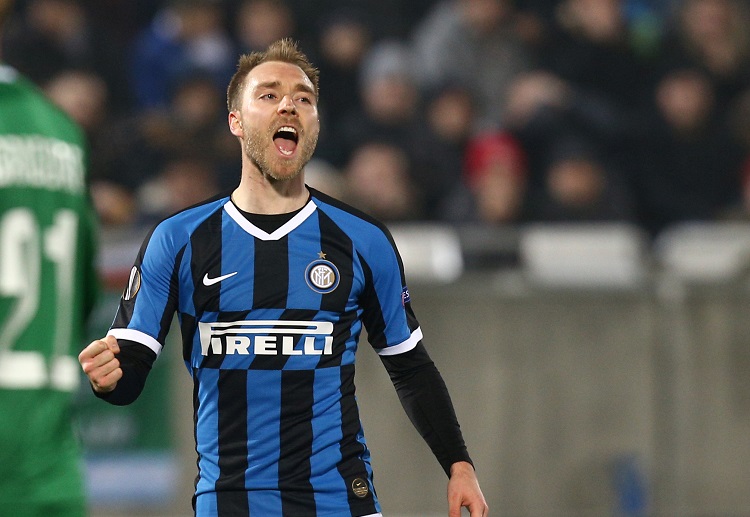 Christian Eriksen scores his first goal for Inter Milan during their 1st leg clash against Ludogorets in Europa League