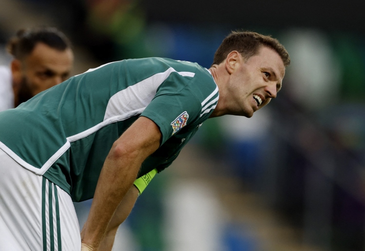 Defender Jonny Evans will battle for the ball for Northern Ireland against Greece on Monday for the UEFA Nations League