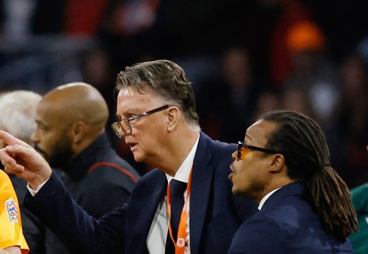 Louis van Gaal celebrates victory with Netherlands against Belgium in the UEFA Nations League