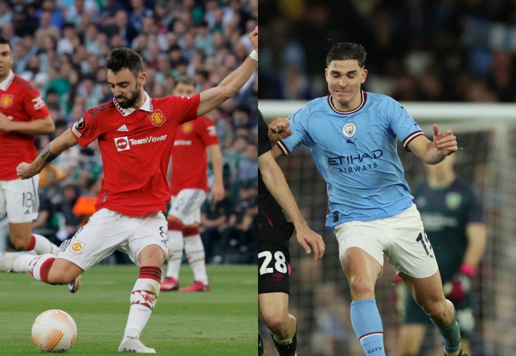 Manchester United's Bruno Fernandes and Manchester City's Julian Alvarez both scored in the FA Cup quarter-finals