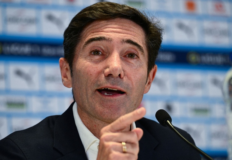 Marcelino talks to the press after being appointed as the new Olympique Marseille manager for the Ligue 1 2023-24 season