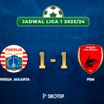 Skor akhir Liga 1: Persija Jakarta 1-1 PSM Makassar
