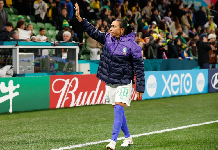 Marta Vieira da Silva of Brazil bids farewell to fans after their draw match against Jamaica in the Women's World Cup