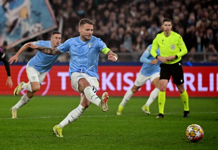 Ciro Immobile scored on the first leg of Lazio's round of 16 Champions League tie against Bayern Munich