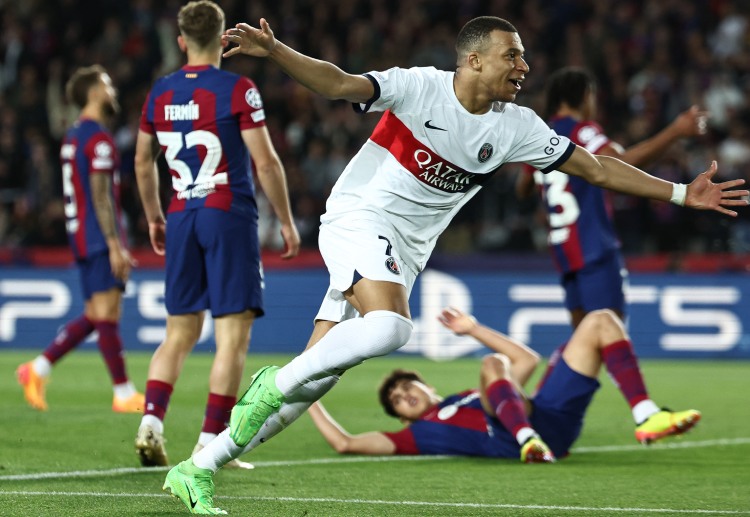 Kylian Mbappe celebrates as PSG beat Barcelona to reach the Champions League semi-finals