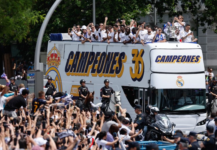 Real Madrid celebrate their 36th La Liga win with a parade at the Cibeles square